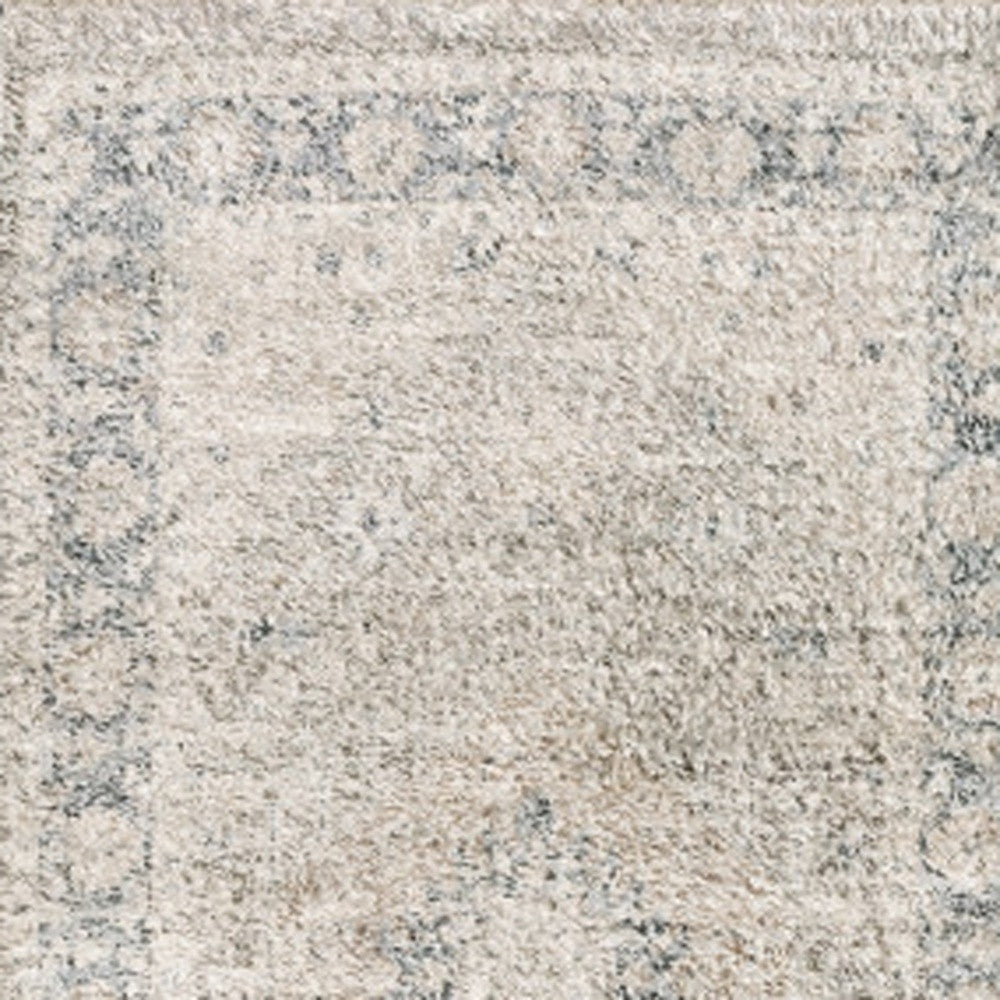 8' X 10' Beige And Grey Oriental Hand Loomed Stain Resistant Area Rug With Fringe