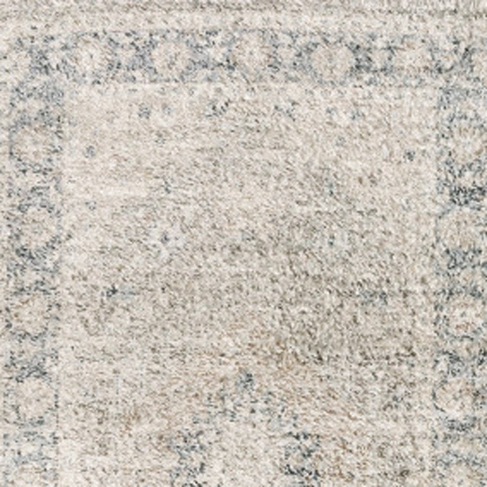 8' X 10' Beige And Grey Oriental Hand Loomed Stain Resistant Area Rug With Fringe