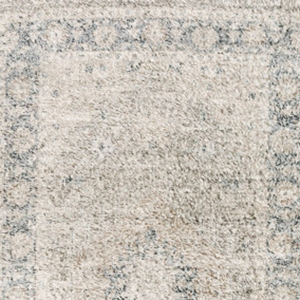 8' X 10' Beige And Grey Oriental Hand Loomed Stain Resistant Area Rug With Fringe