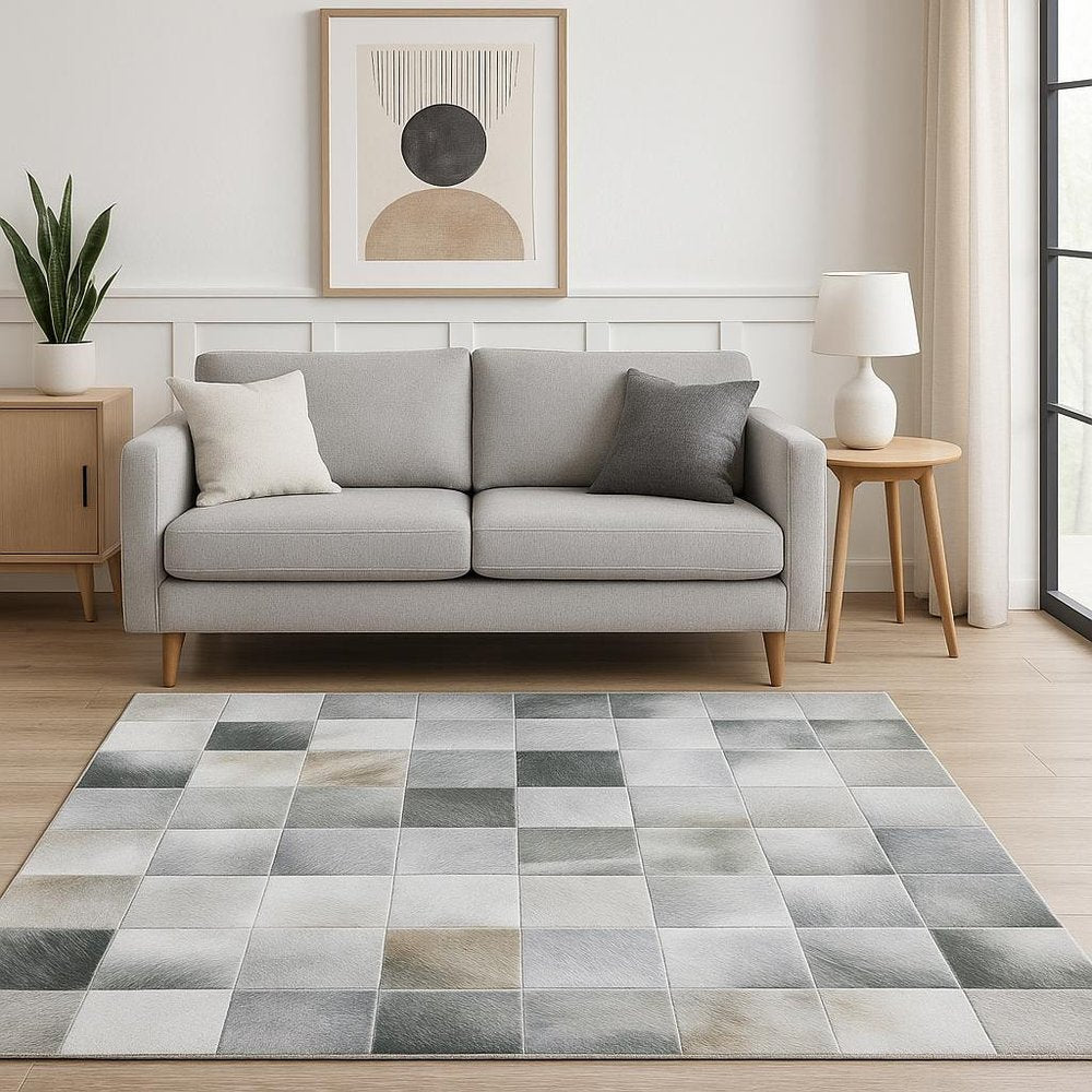 8' Gray And Charcoal Geometric Runner Rug