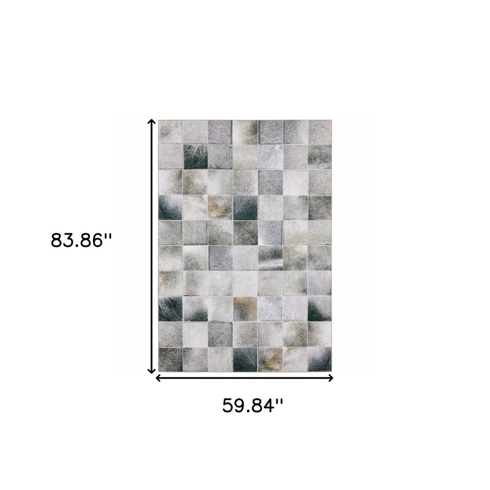 8' Gray And Charcoal Geometric Runner Rug