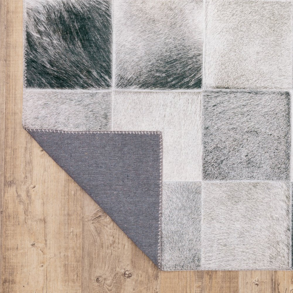 8' Gray And Charcoal Geometric Runner Rug