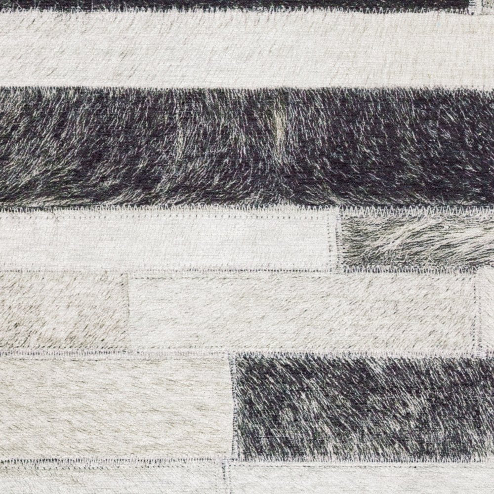 8' Gray And Charcoal Geometric Runner Rug