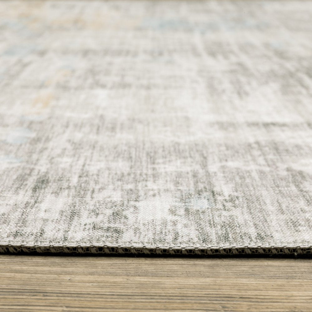 9' X 12' Beige And Gray Abstract Distressed Area Rug