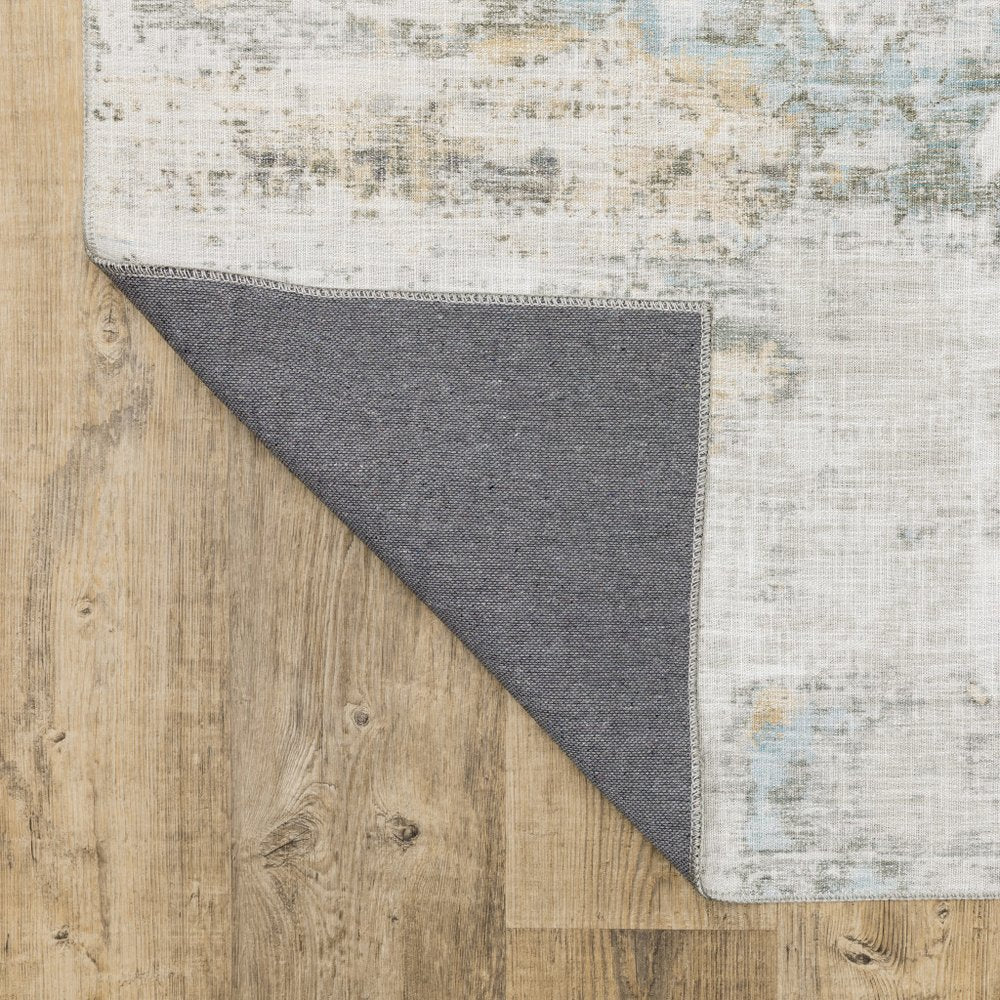 9' X 12' Beige And Gray Abstract Distressed Area Rug