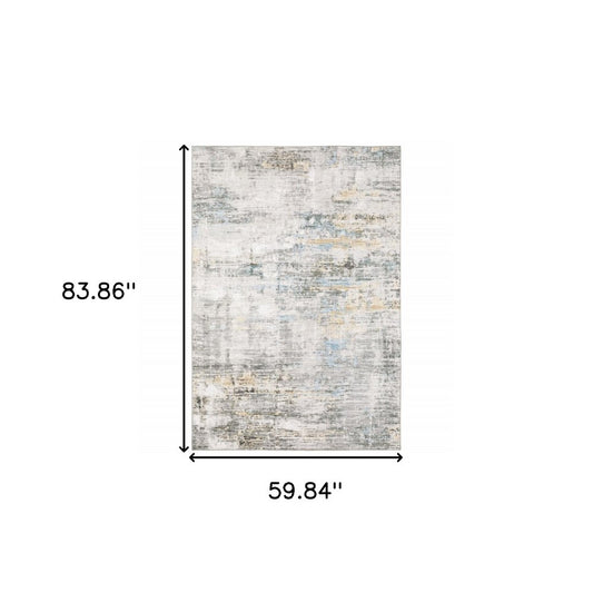 9' X 12' Beige And Gray Abstract Distressed Area Rug