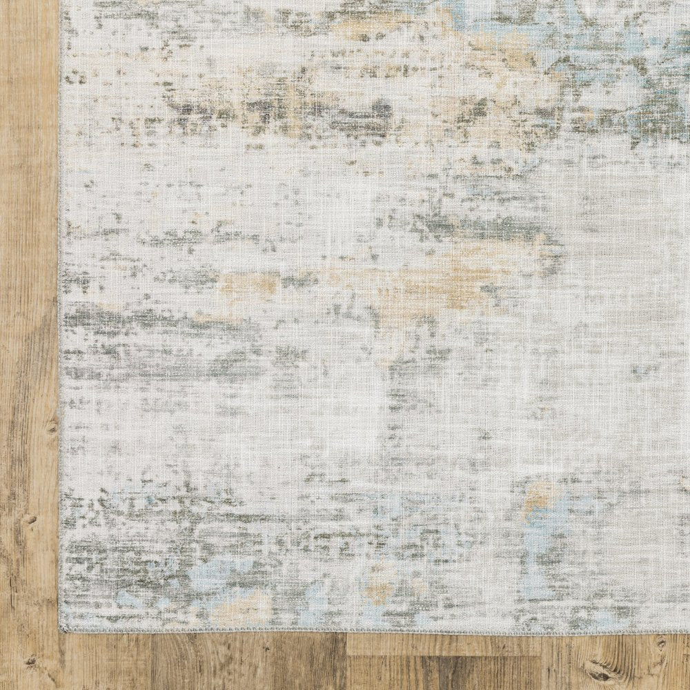 9' X 12' Beige And Gray Abstract Distressed Area Rug