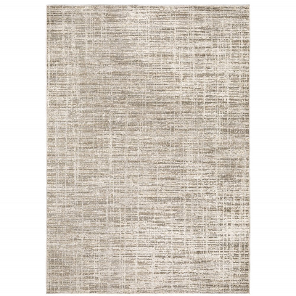 2' X 8' Beige Grey Ivory Tan And Brown Abstract Power Loom Stain Resistant Runner Rug
