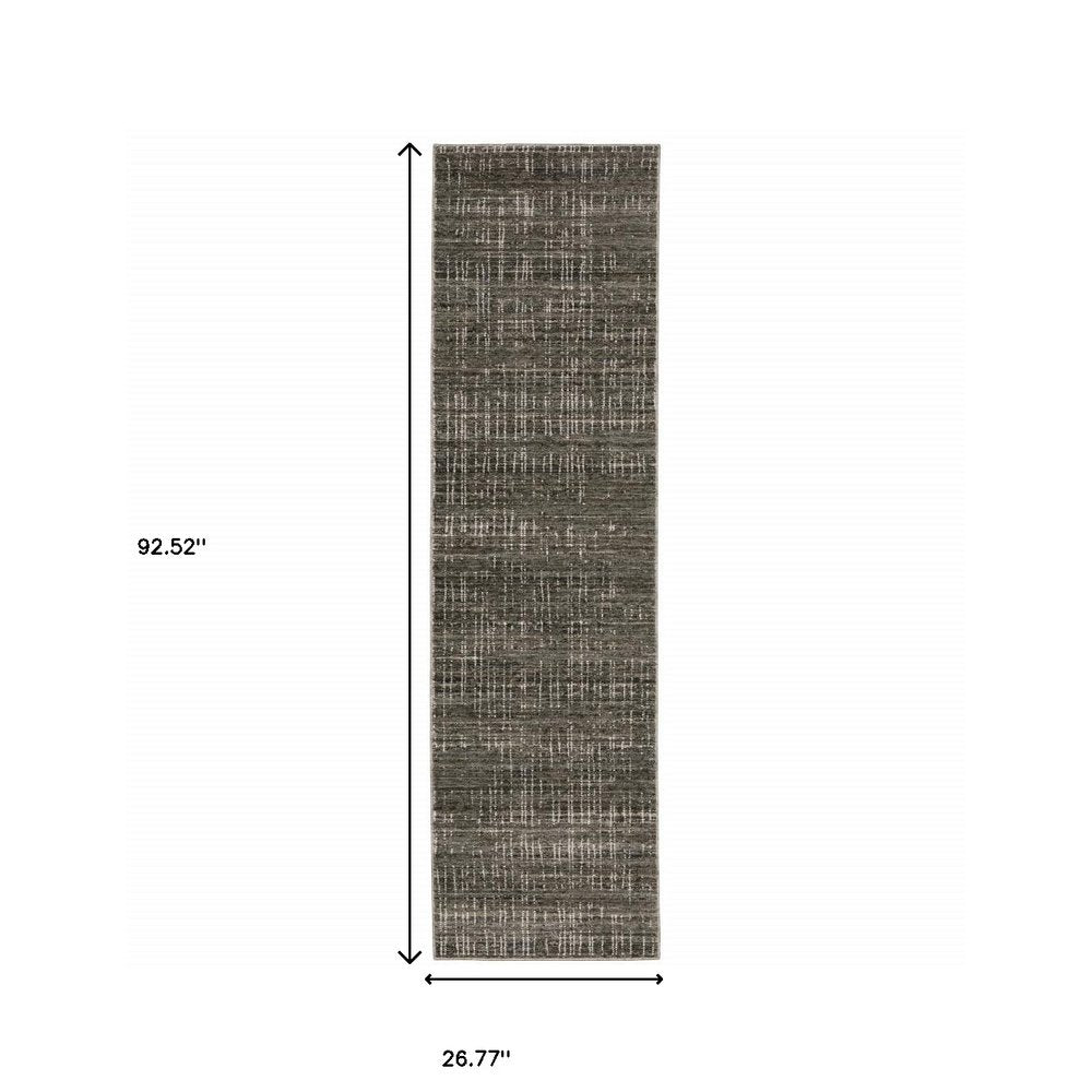 10' X 13' Charcoal Grey Grey Ivory Tan And Brown Abstract Power Loom Stain Resistant Area Rug