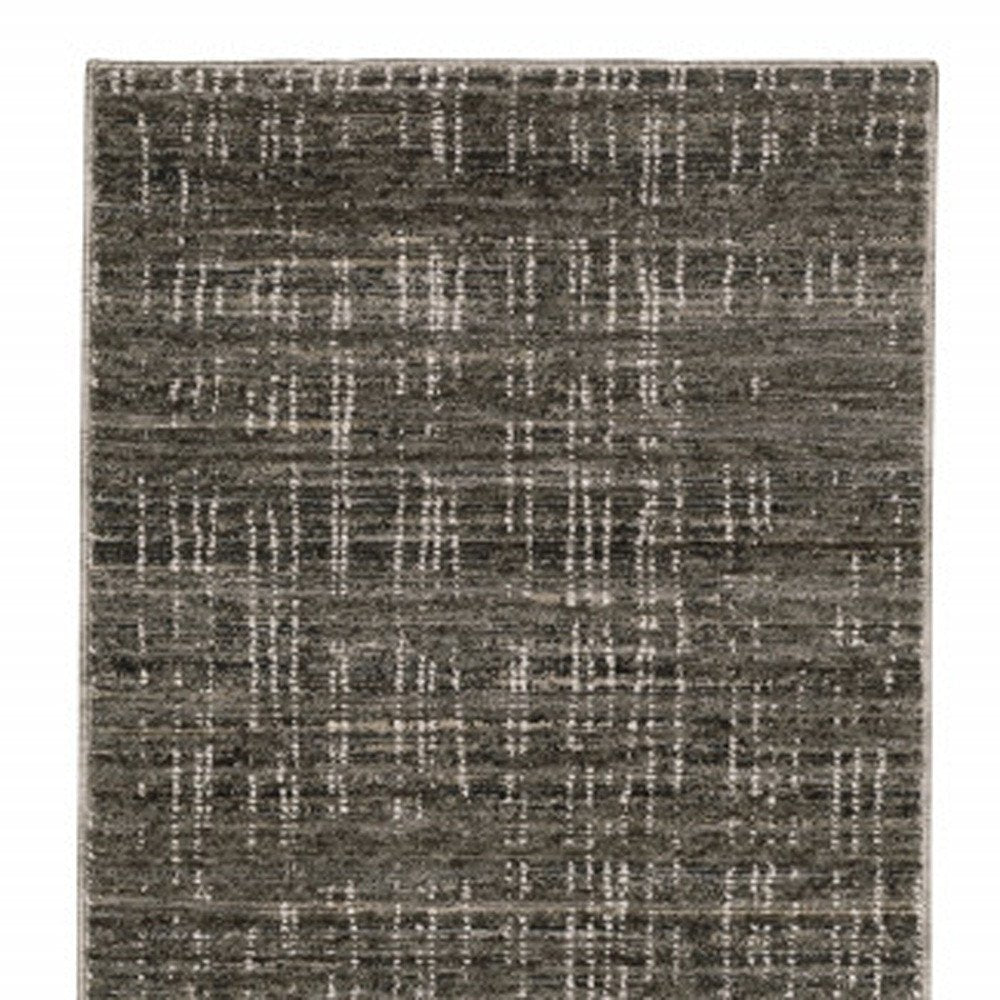 10' X 13' Charcoal Grey Grey Ivory Tan And Brown Abstract Power Loom Stain Resistant Area Rug