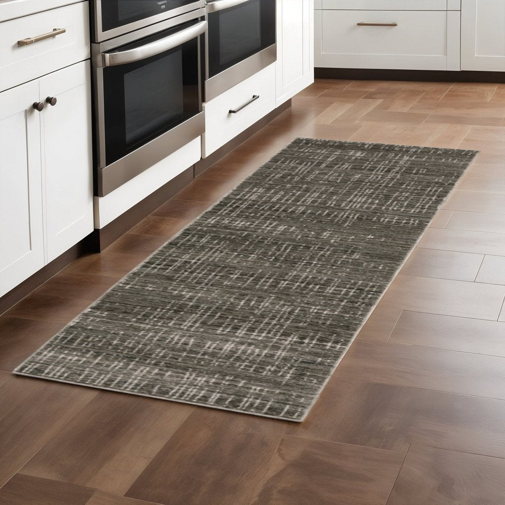10' X 13' Charcoal Grey Grey Ivory Tan And Brown Abstract Power Loom Stain Resistant Area Rug