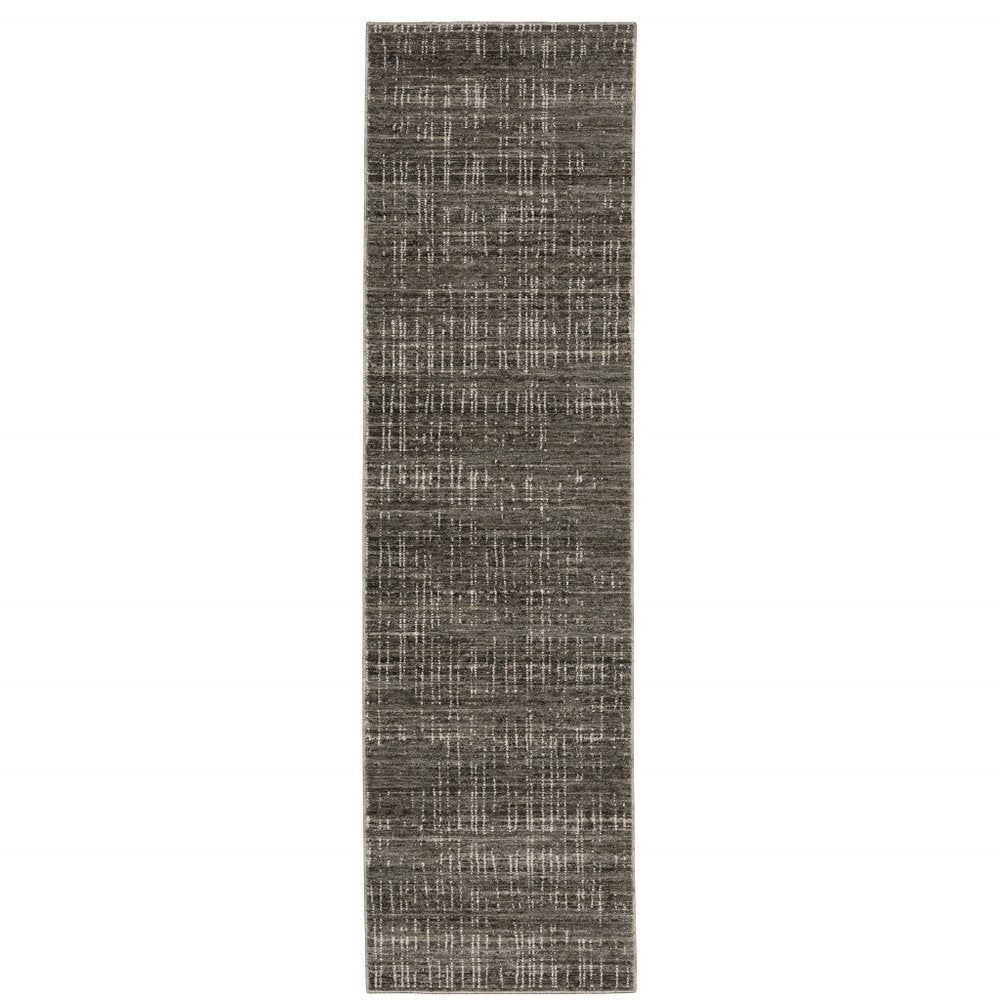 10' X 13' Charcoal Grey Grey Ivory Tan And Brown Abstract Power Loom Stain Resistant Area Rug