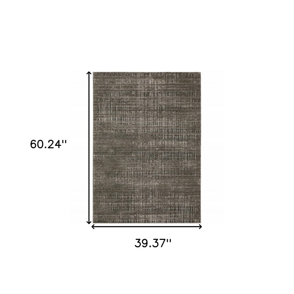 10' X 13' Charcoal Grey Grey Ivory Tan And Brown Abstract Power Loom Stain Resistant Area Rug