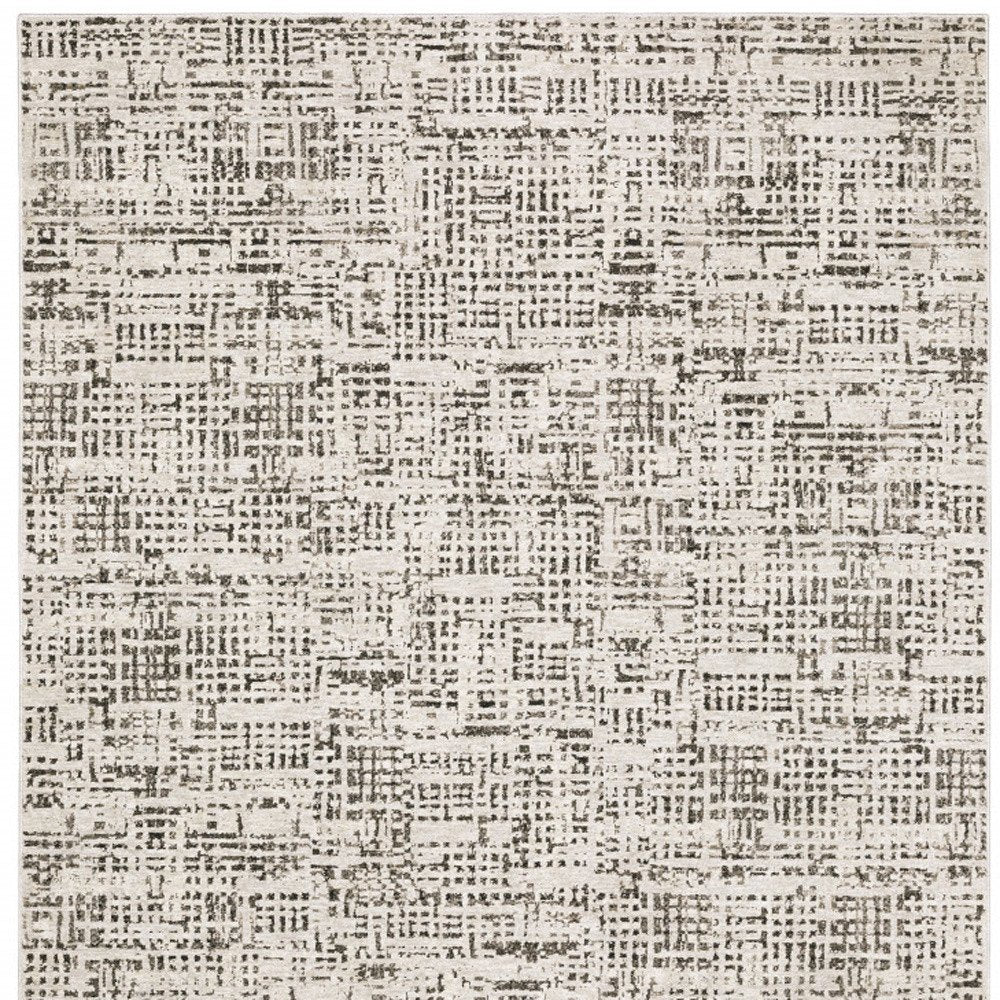 8' X 11' Ivory And Gray Abstract Area Rug