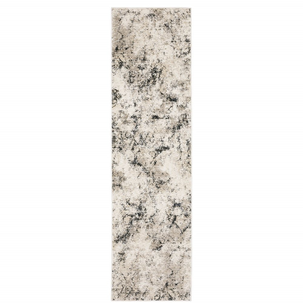 8' X 11' Ivory And Gray Abstract Area Rug
