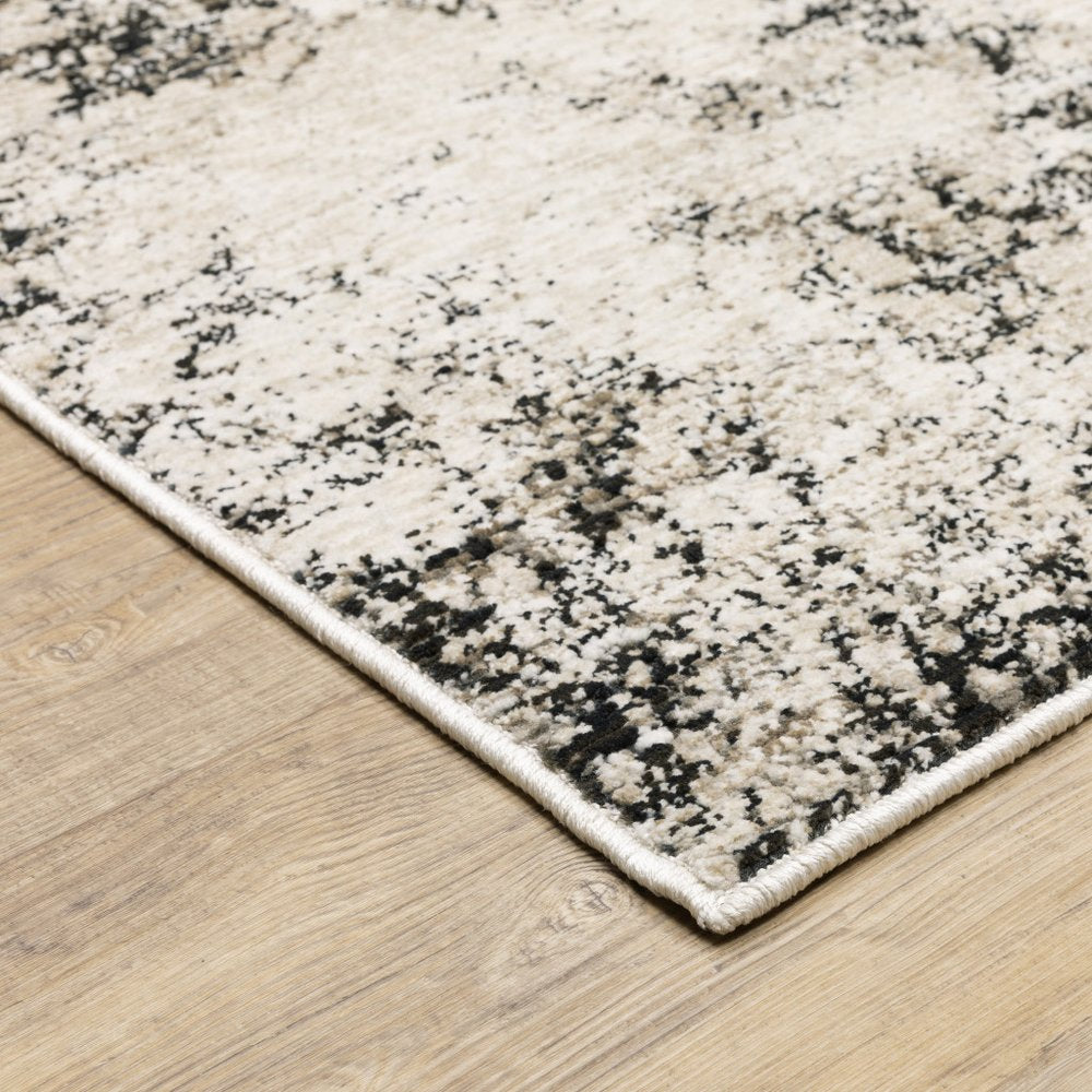 8' X 11' Ivory And Gray Abstract Area Rug