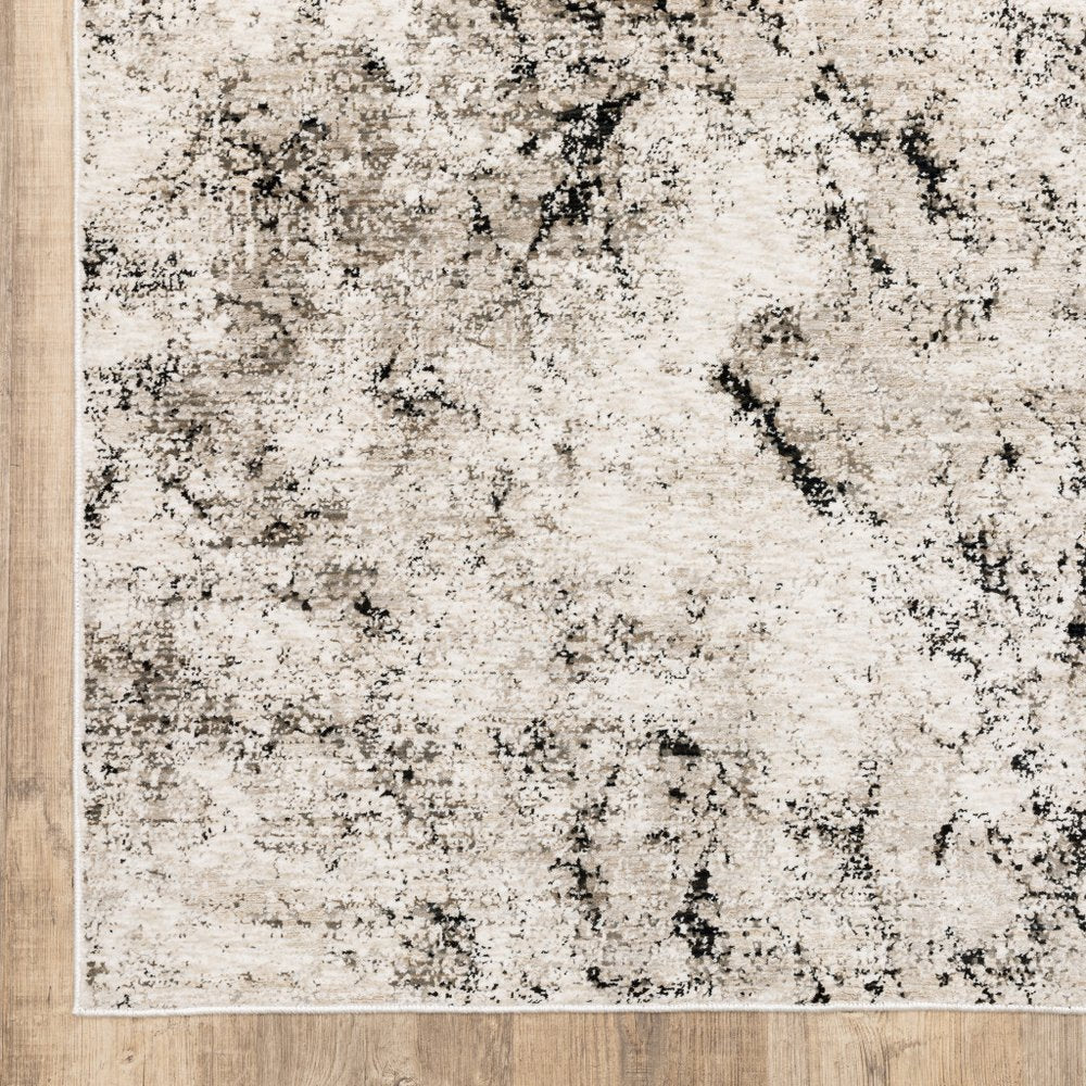 8' X 11' Ivory And Gray Abstract Area Rug