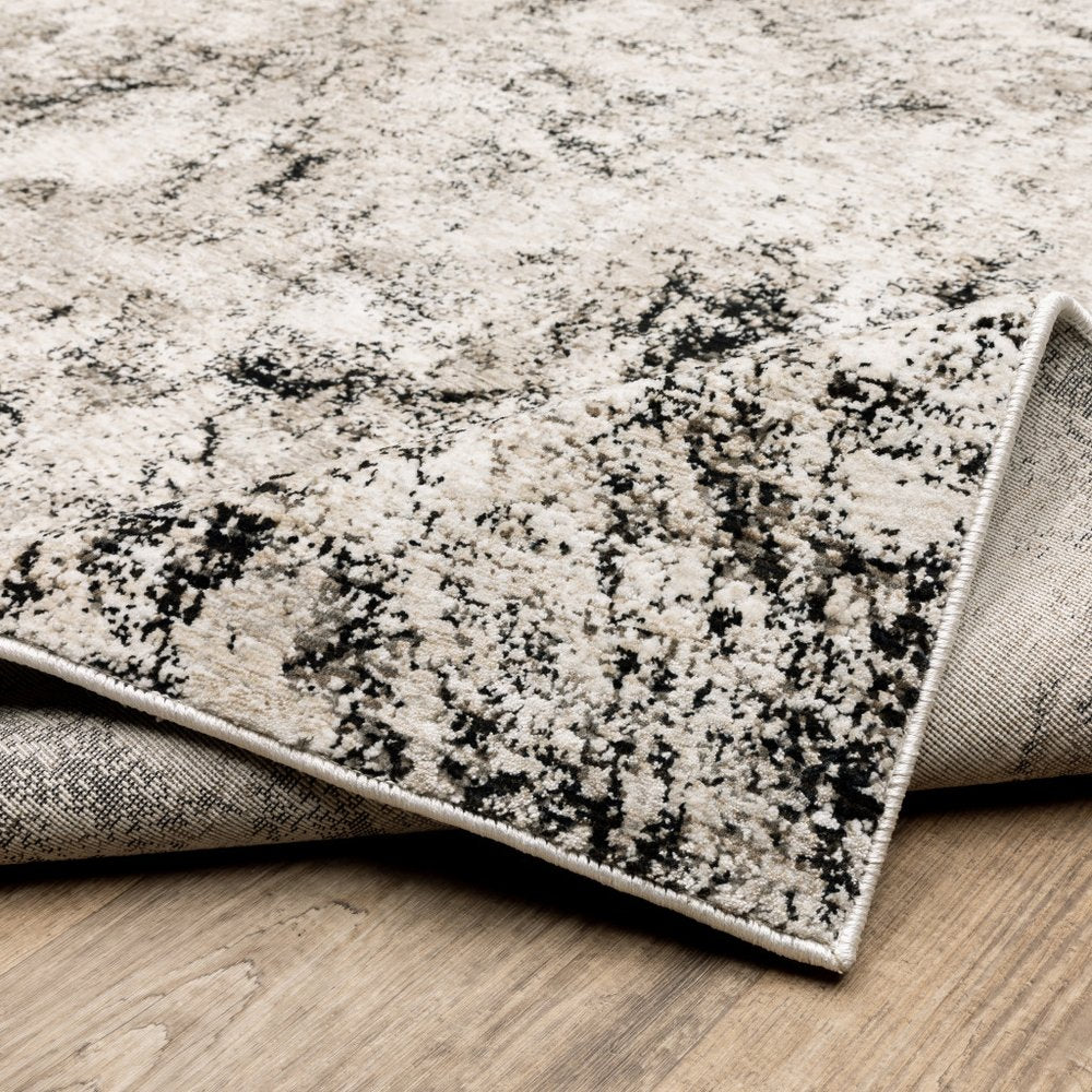 8' X 11' Ivory And Gray Abstract Area Rug