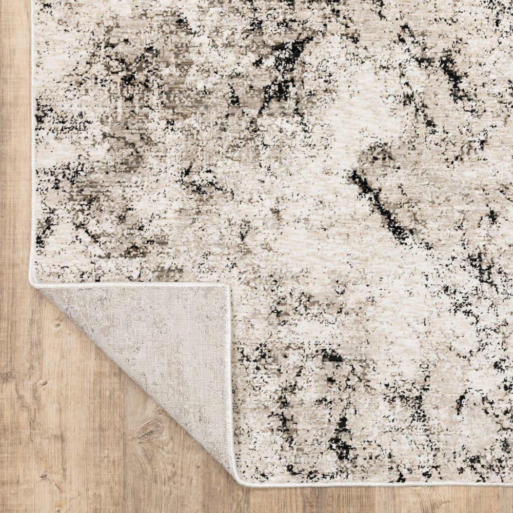 8' X 11' Ivory And Gray Abstract Area Rug
