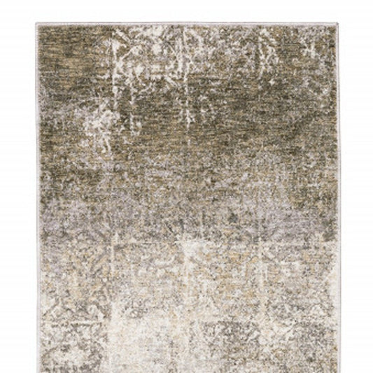 6' X 9' Ivory Grey Tan Brown And Beige Abstract Power Loom Stain Resistant Area Rug
