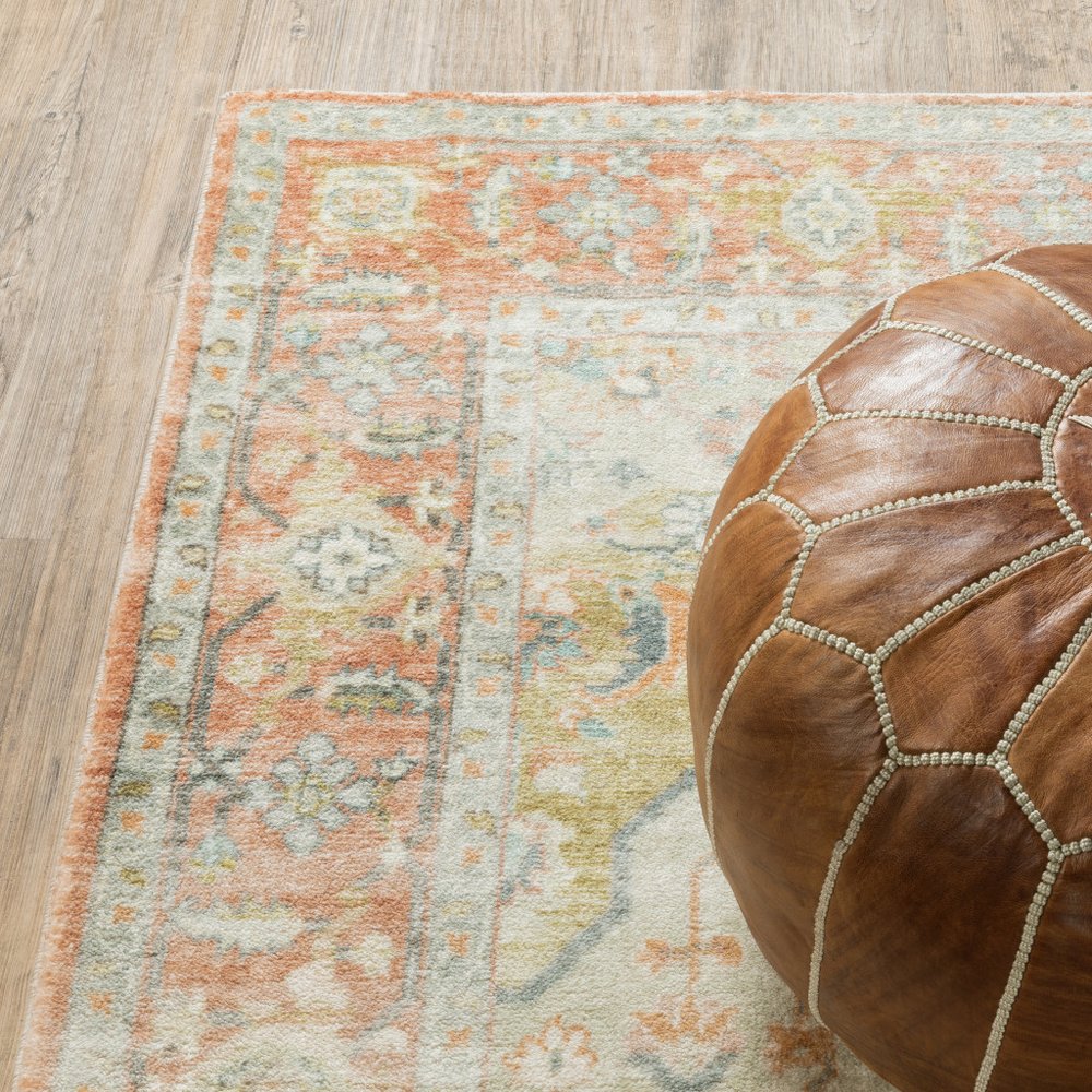 8' X 10' Grey Blue And Ivory Oriental Power Loom Stain Resistant Area Rug