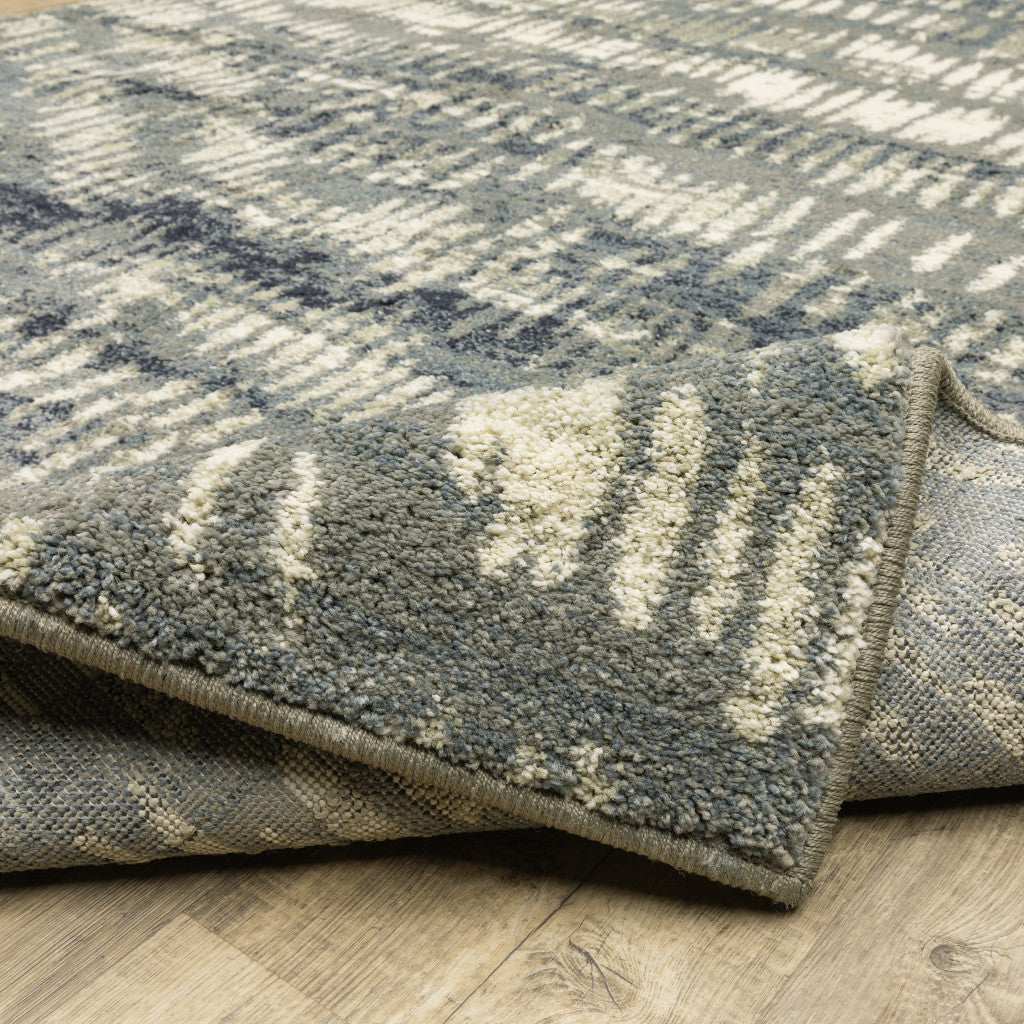 10' X 13' Grey Beige Blue And Light Blue Abstract Power Loom Stain Resistant Area Rug