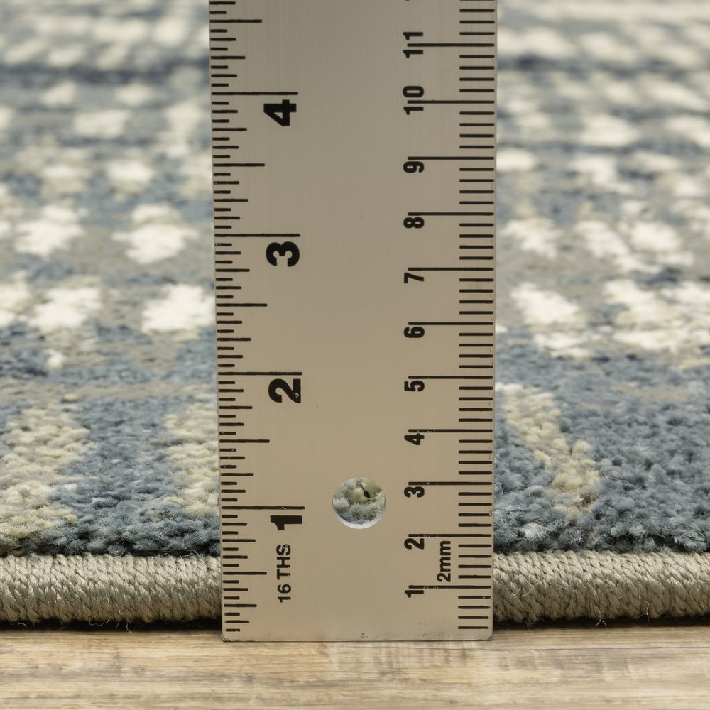 10' X 13' Grey Beige Blue And Light Blue Abstract Power Loom Stain Resistant Area Rug