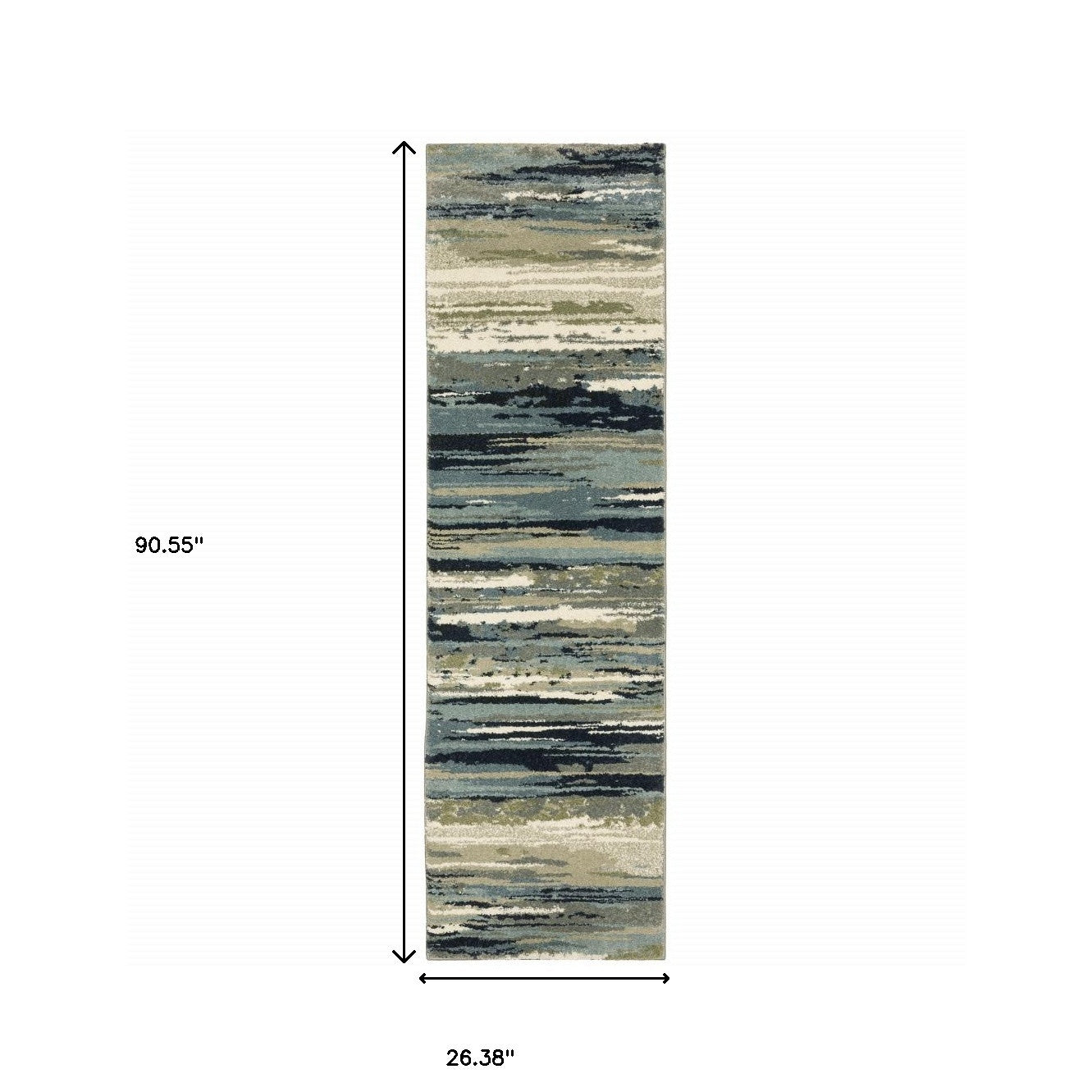 10' X 13' Blue Green Grey Light Blue And Beige Abstract Power Loom Stain Resistant Area Rug