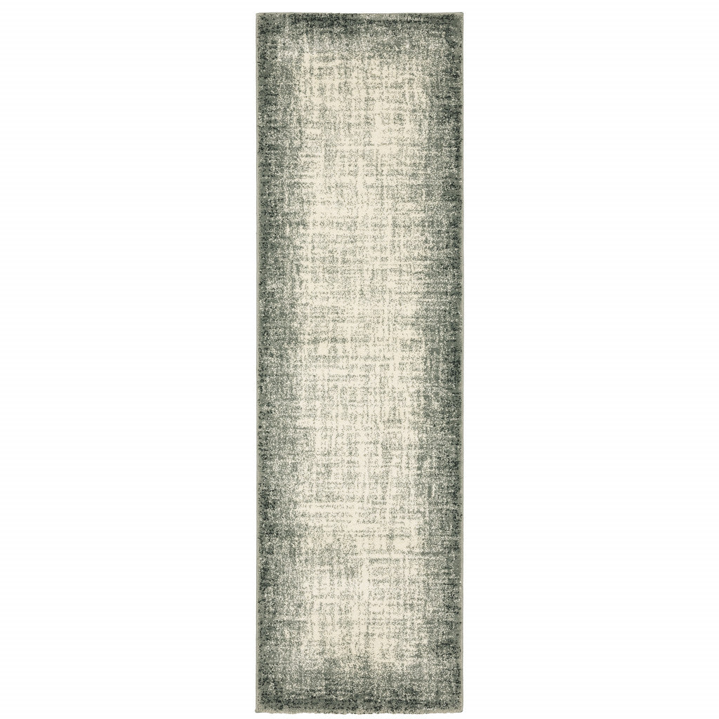 10' X 13' Grey Beige And Blue Power Loom Stain Resistant Area Rug