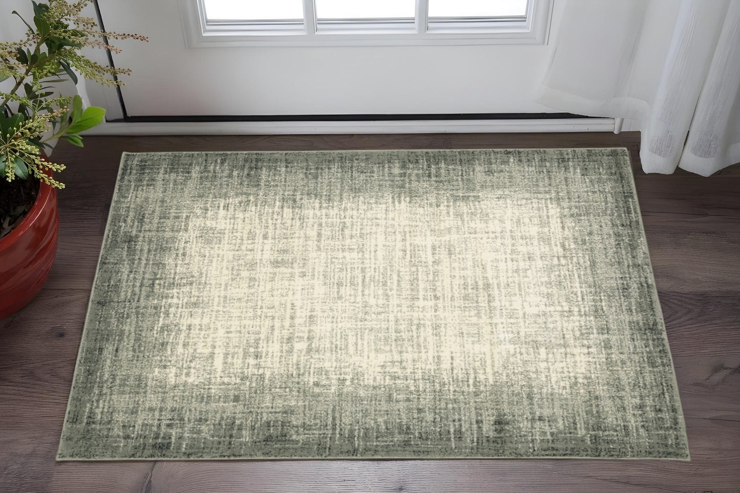 10' X 13' Grey Beige And Blue Power Loom Stain Resistant Area Rug