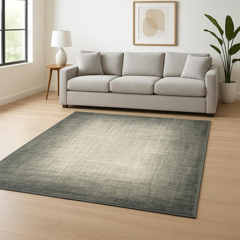 10' X 13' Grey Beige And Blue Power Loom Stain Resistant Area Rug