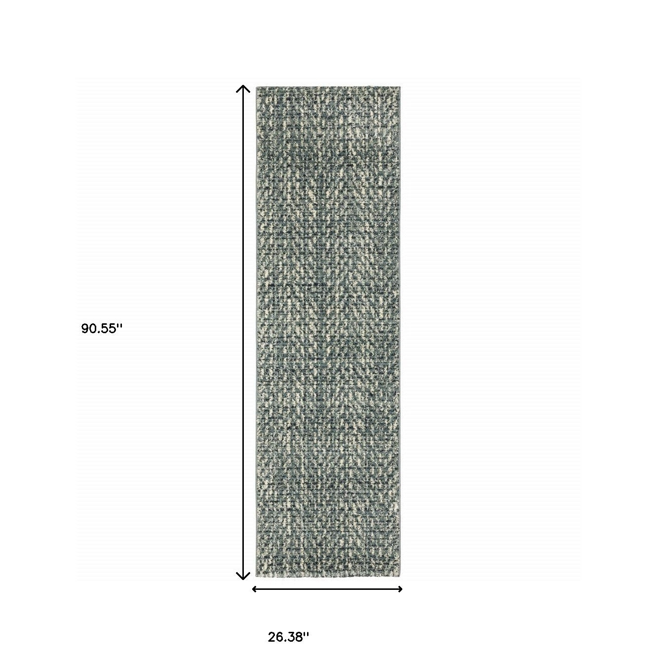 10' X 13' Blue And Ivory Geometric Distressed Area Rug