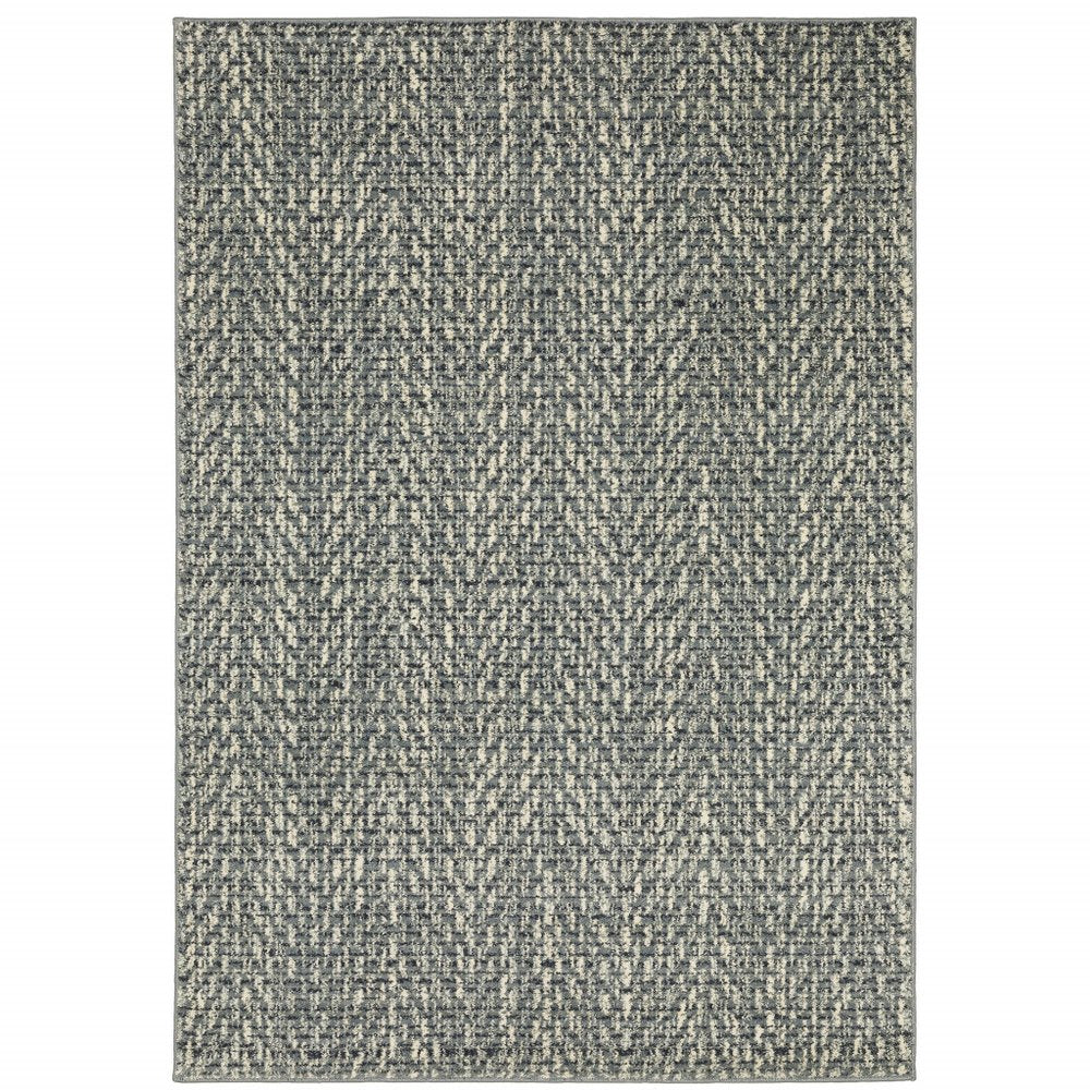 10' X 13' Blue And Ivory Geometric Distressed Area Rug