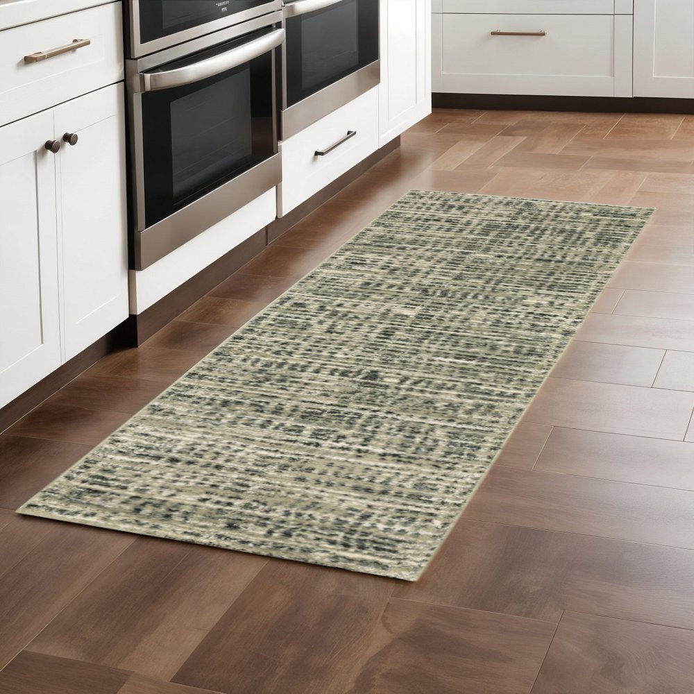 10' X 13' Beige And Gray Geometric Distressed Area Rug