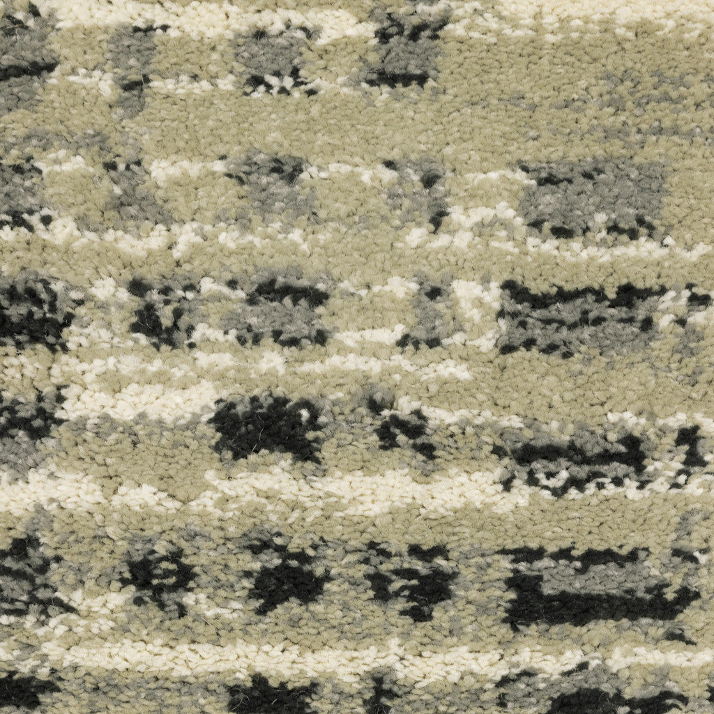 10' X 13' Beige And Gray Geometric Distressed Area Rug