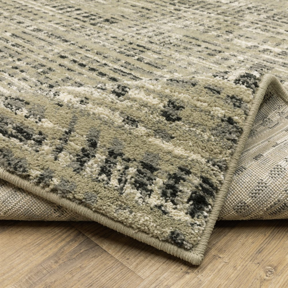 10' X 13' Beige And Gray Geometric Distressed Area Rug