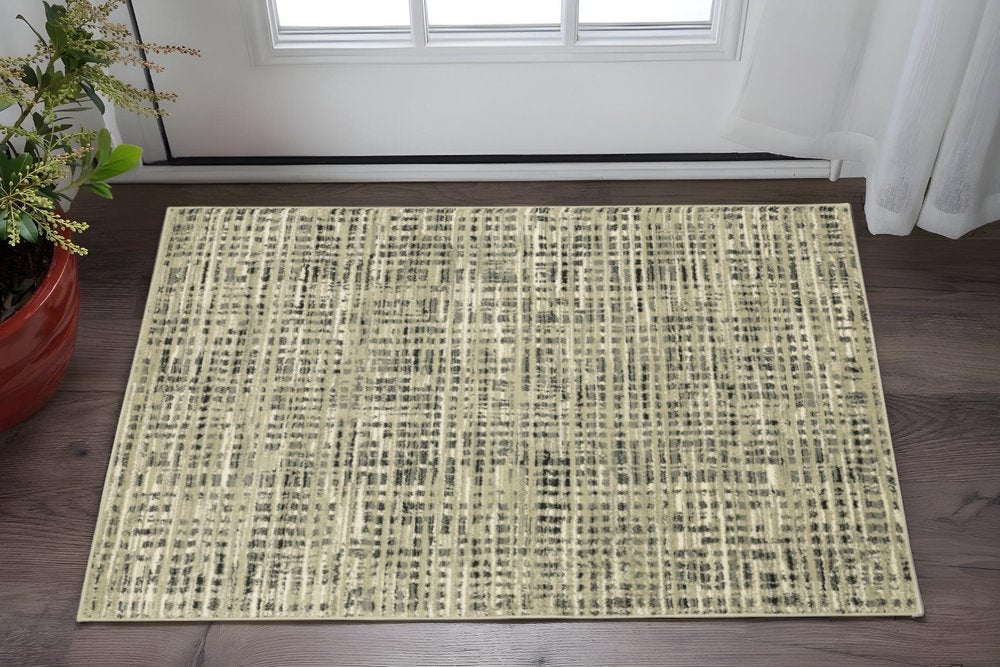 10' X 13' Beige And Gray Geometric Distressed Area Rug