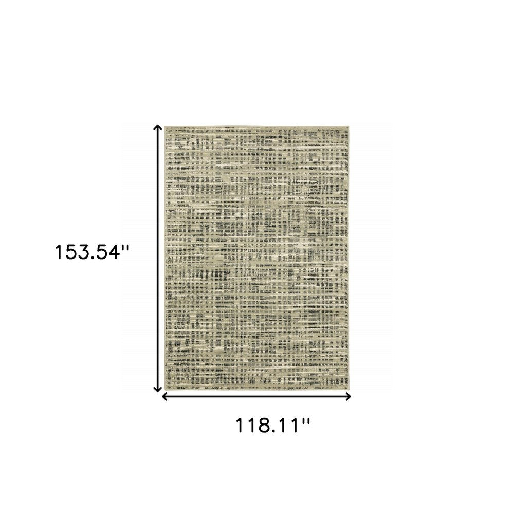 10' X 13' Beige And Gray Geometric Distressed Area Rug
