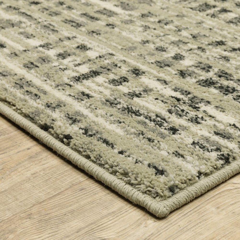 10' X 13' Beige And Gray Geometric Distressed Area Rug