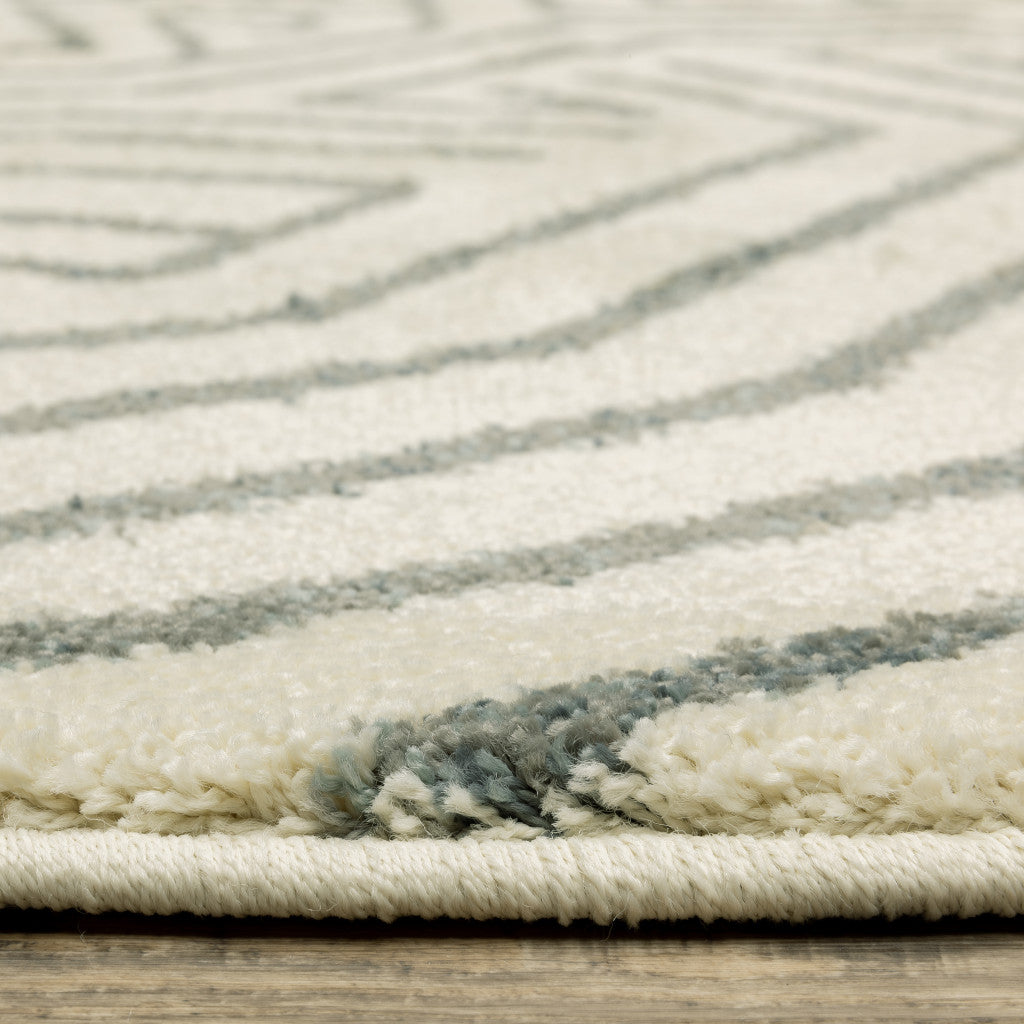 10' X 13' Gray And Ivory Geometric Power Loom Area Rug