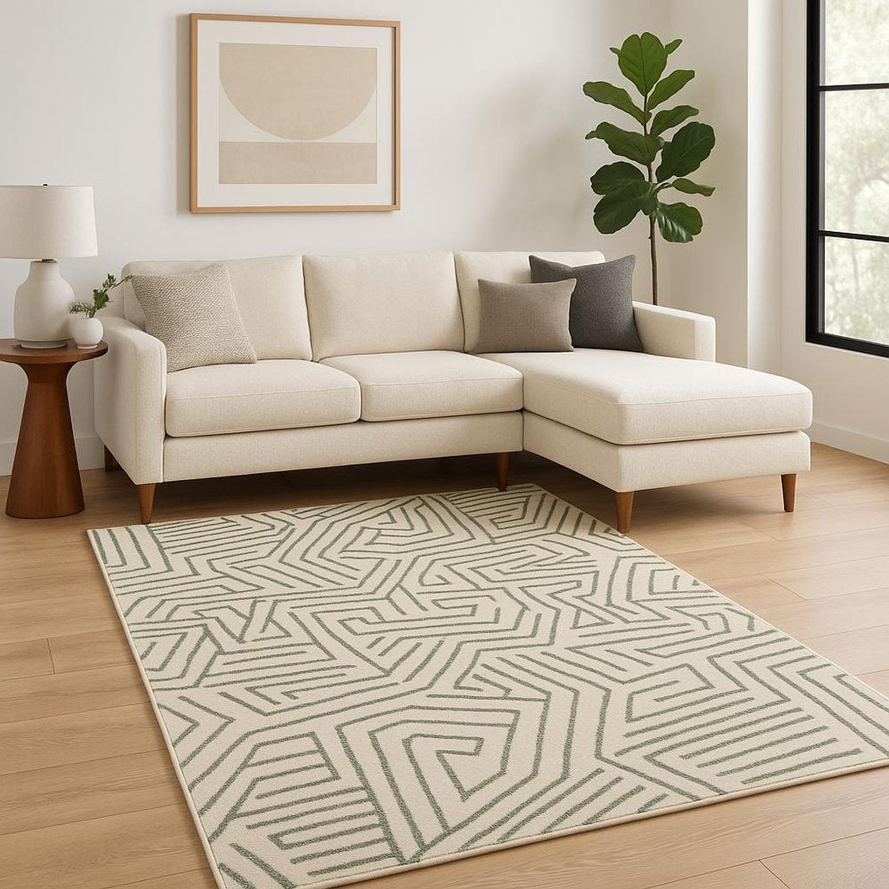 10' X 13' Gray And Ivory Geometric Power Loom Area Rug