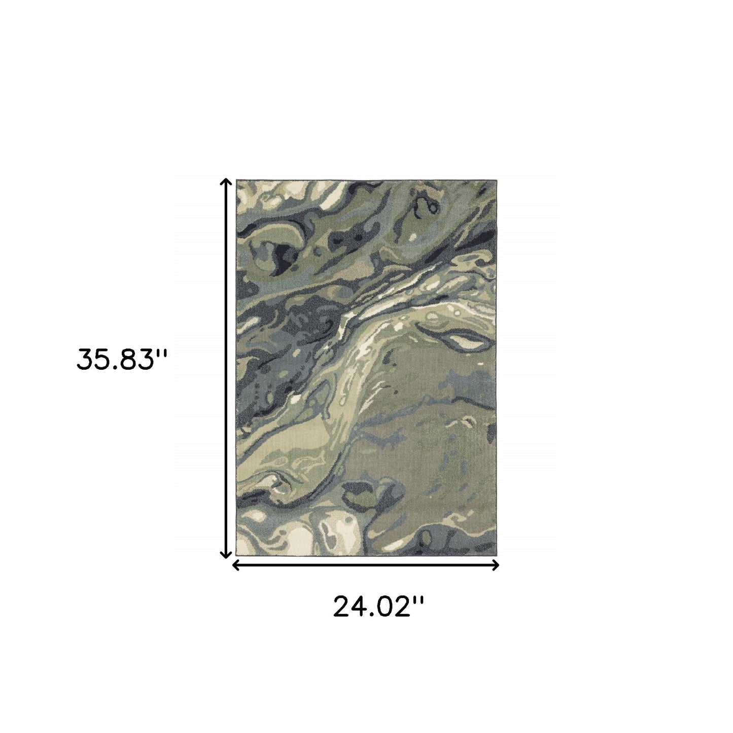 10' X 13' Blue Green And Grey Abstract Power Loom Stain Resistant Area Rug