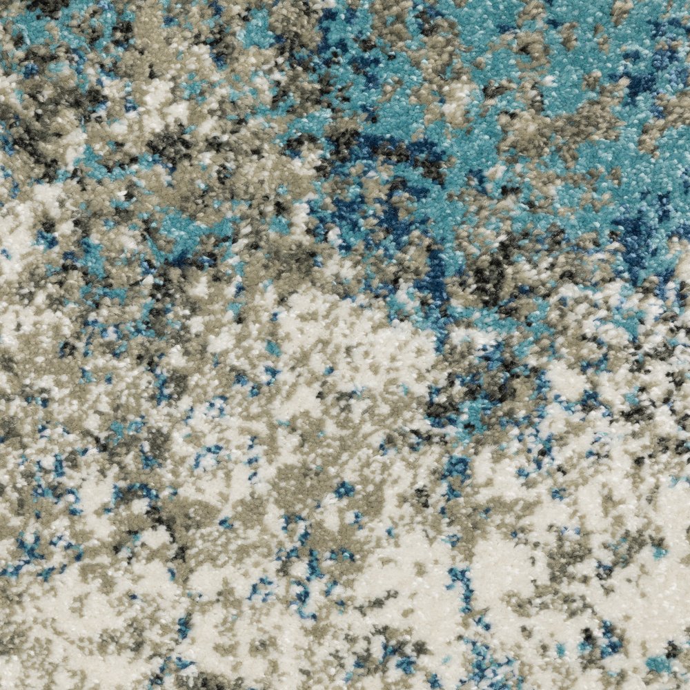 5' X 7' Charcoal Grey And Beige Abstract Power Loom Stain Resistant Area Rug