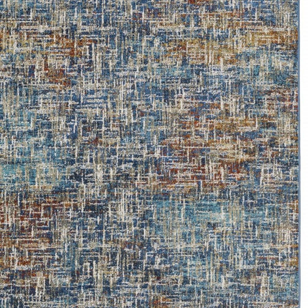 5' X 7' Blue Teal Gold Rust And Beige Abstract Power Loom Stain Resistant Area Rug