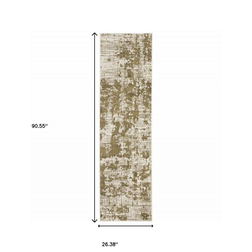 7' X 9' Beige And Ivory Abstract Area Rug