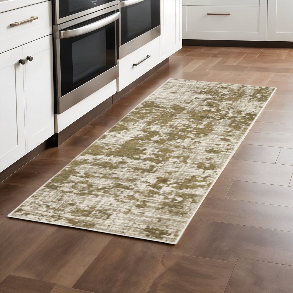 7' X 9' Beige And Ivory Abstract Area Rug