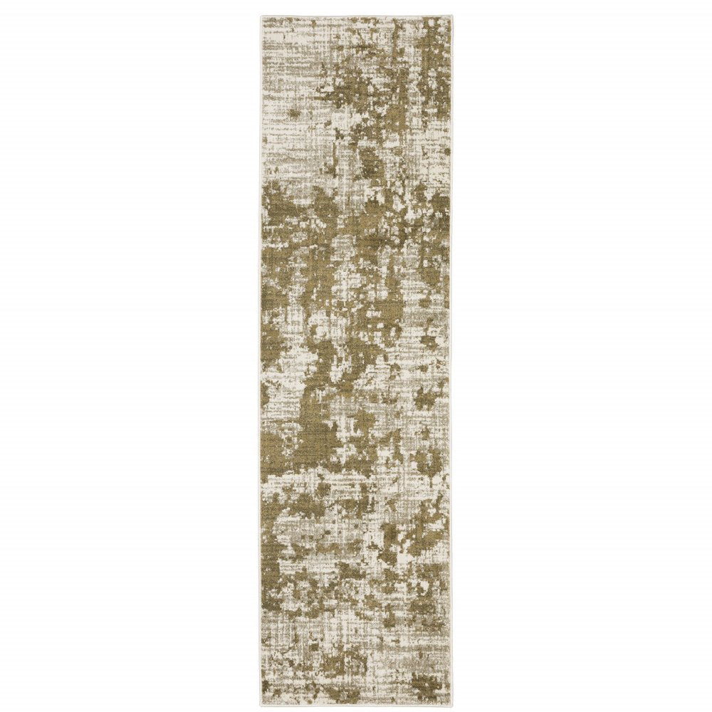 7' X 9' Beige And Ivory Abstract Area Rug