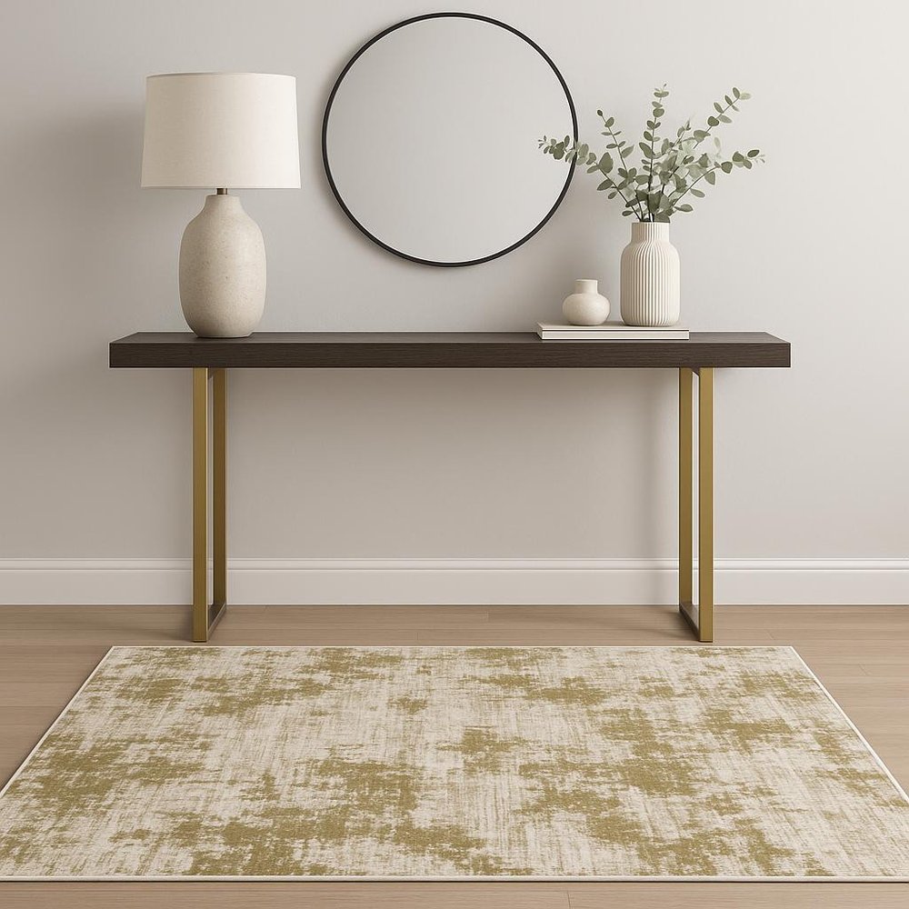 7' X 9' Beige And Ivory Abstract Area Rug