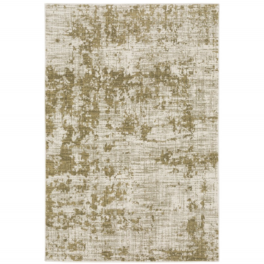 7' X 9' Beige And Ivory Abstract Area Rug