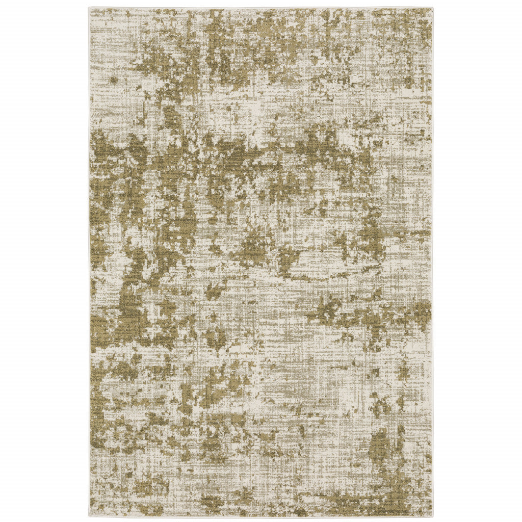 7' X 9' Beige And Ivory Abstract Area Rug